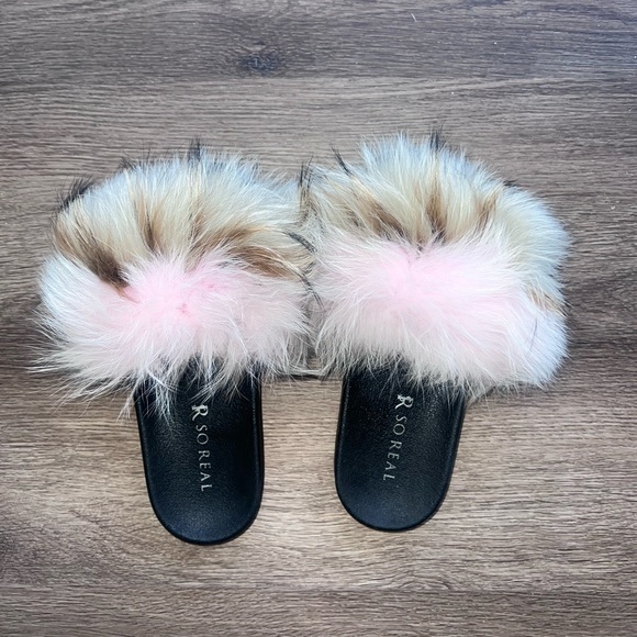 Real Fox Fur Slides Sandals - Picture 2 of 3